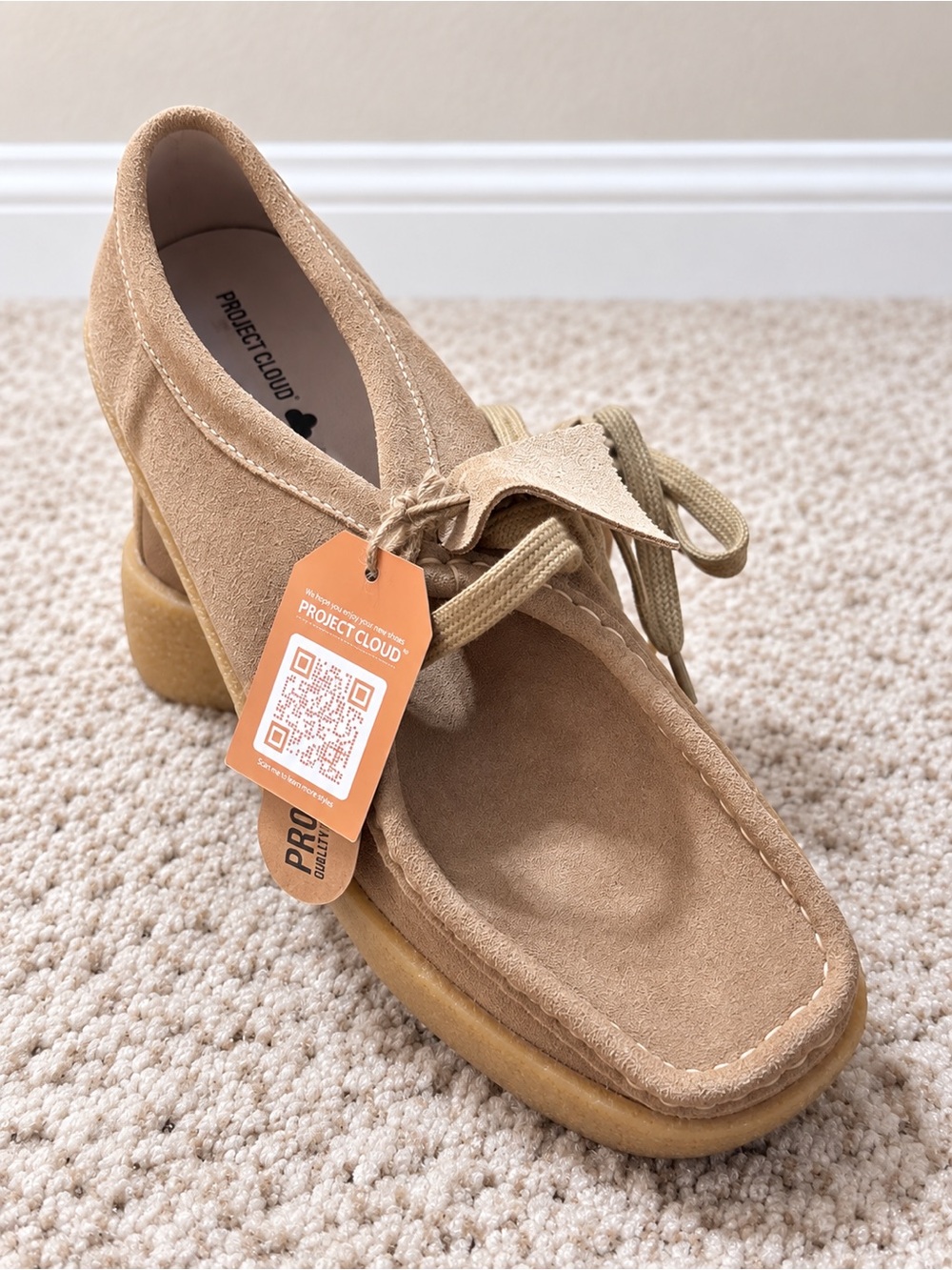 Project Cloud Women's Tan Suede Moccasin Lace-Up
